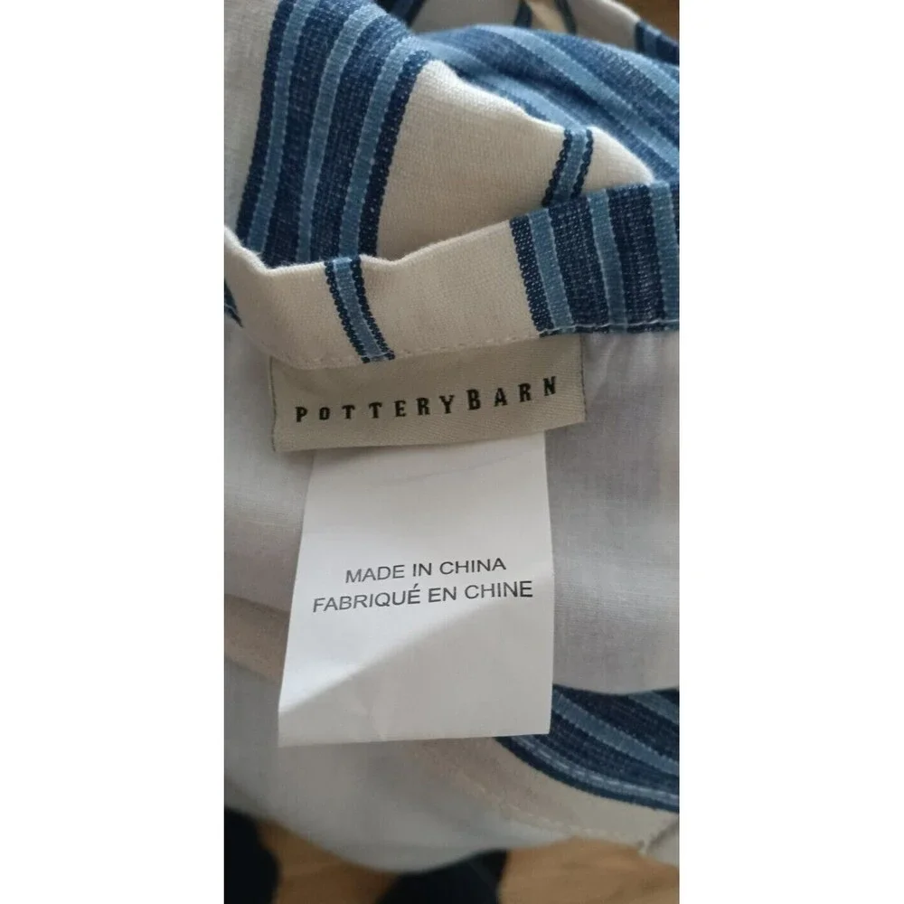 NEW Pottery Barn Armchair Slipcover Linen Oxford Stripe Napa Farmhouse Rare Find